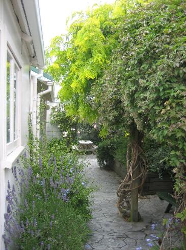 The English-style garden outside our room