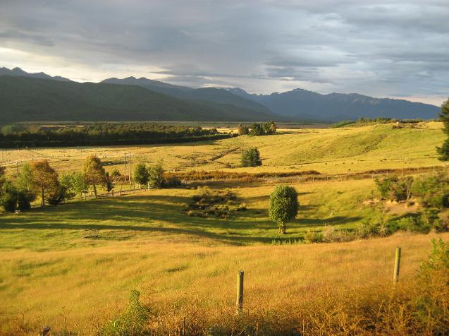 Amazing view from our cabin at Barnyard Backpackers in Te Anau