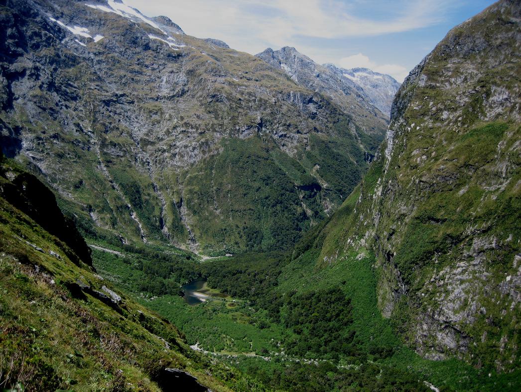 Looking down from the summit. Our hut is situated in the valley far below.