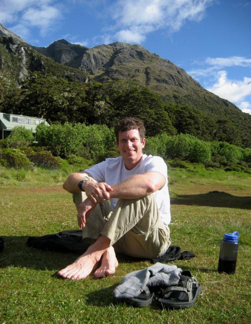 Barefoot in the grass at lovely Lake Mackenzie