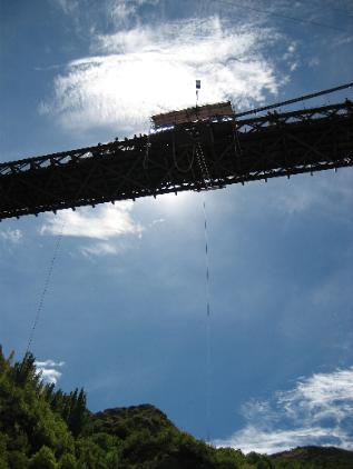 View looking back up at the bridge after our jump