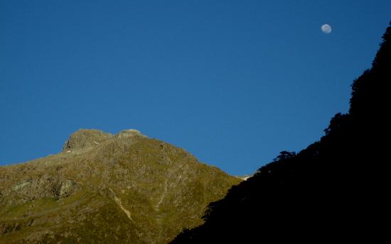 Moon, mountain, and shadow